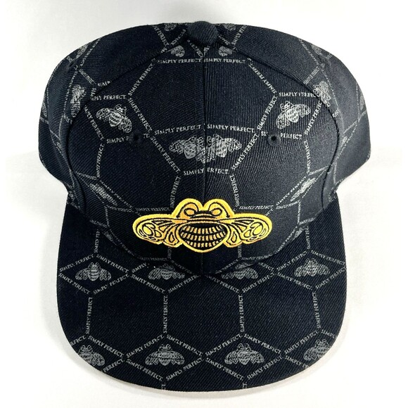 Mitchell & Ness Patron Tequila Bumble Bee Embroidered Snapback Black & Gold Hat - Picture 2 of 9